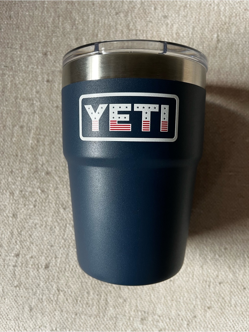 Yeti Rambler 16 oz Tumbler Navy with Badge